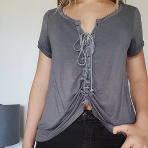 Gray American Eagle Tied T-Shirt